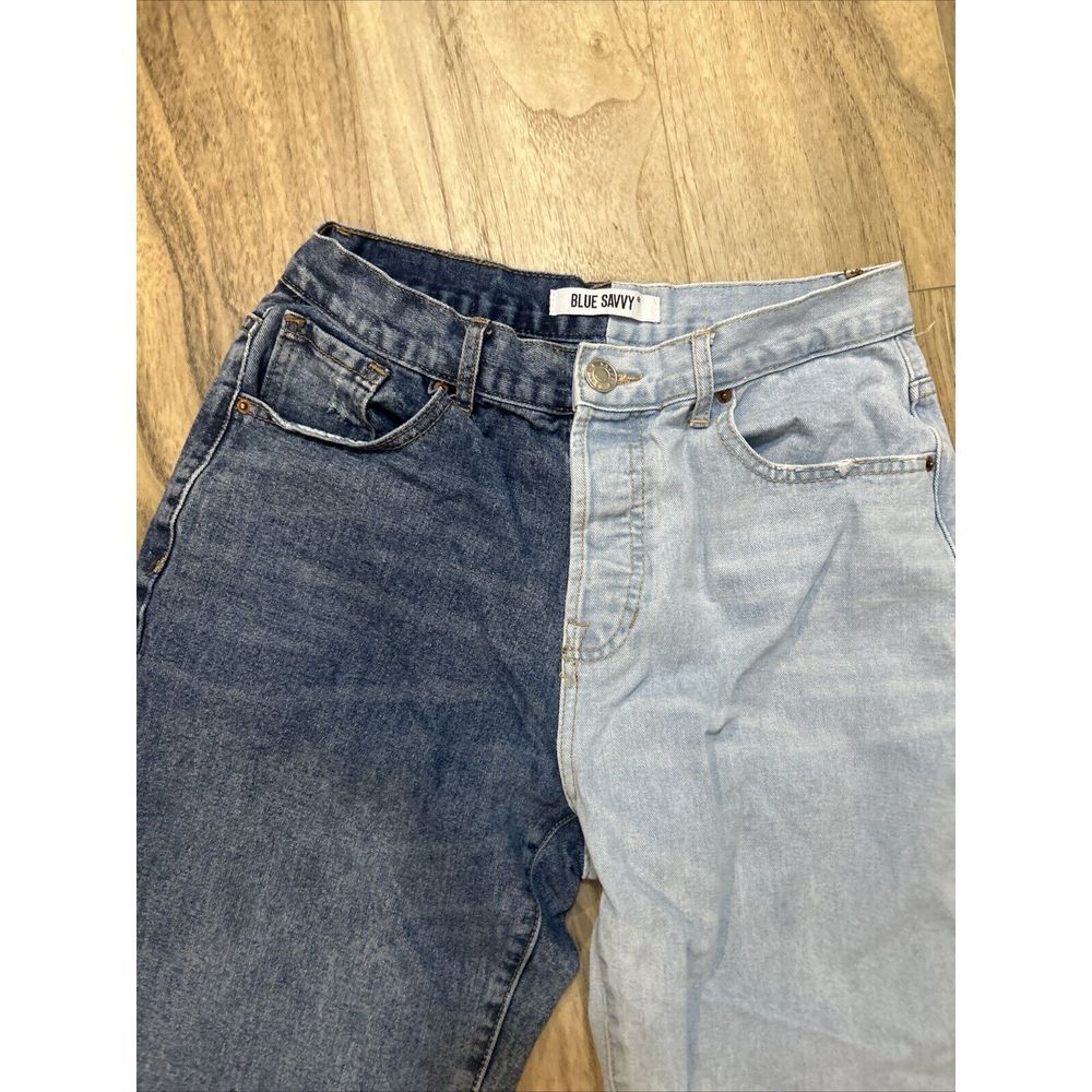 Ladies Blue Savvy‎ Split Color Half & Half Blue Jeans Sz 11 29X26" - Picture 5 of 7